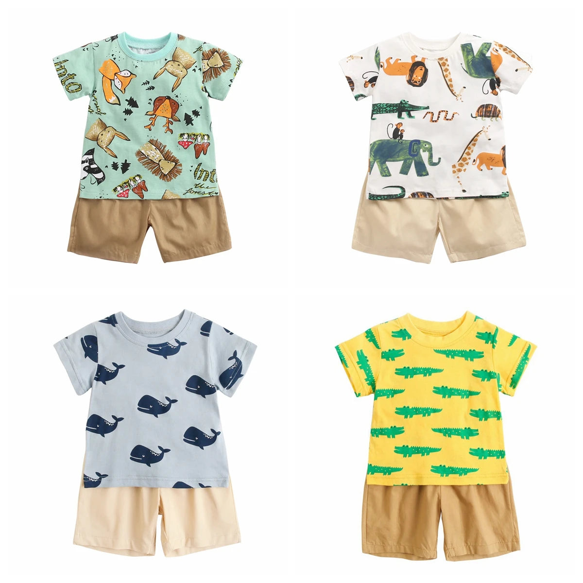 Cartoon Boys Summer Cotton Outfit Set