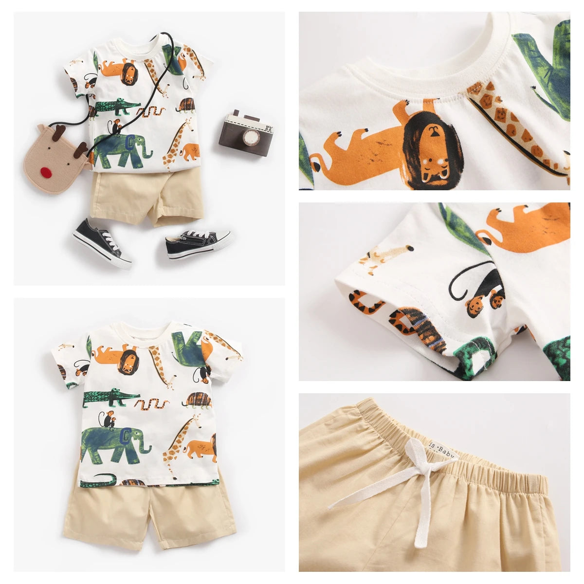Cartoon Boys Summer Cotton Outfit Set