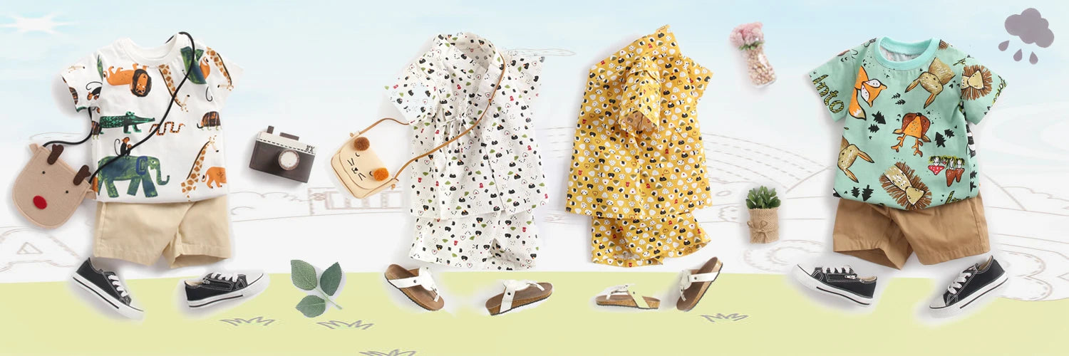 Cartoon Boys Summer Cotton Outfit Set