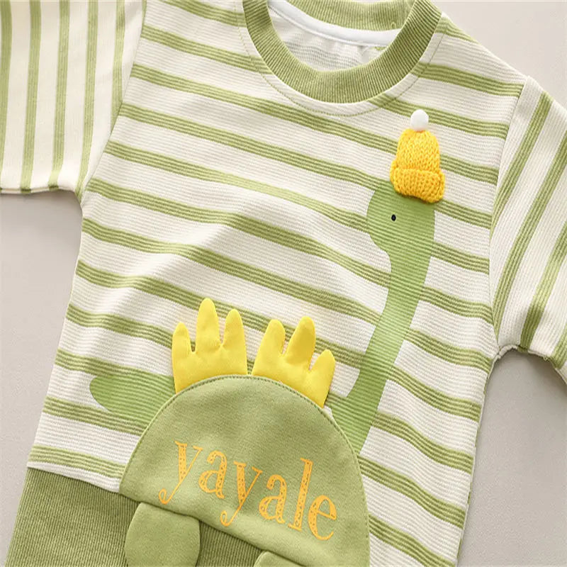 Toddler Boys Dinosaur Tracksuit – Long Sleeve Cartoon Set