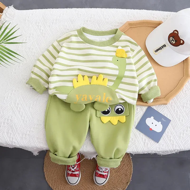 Toddler Boys Dinosaur Tracksuit – Long Sleeve Cartoon Set