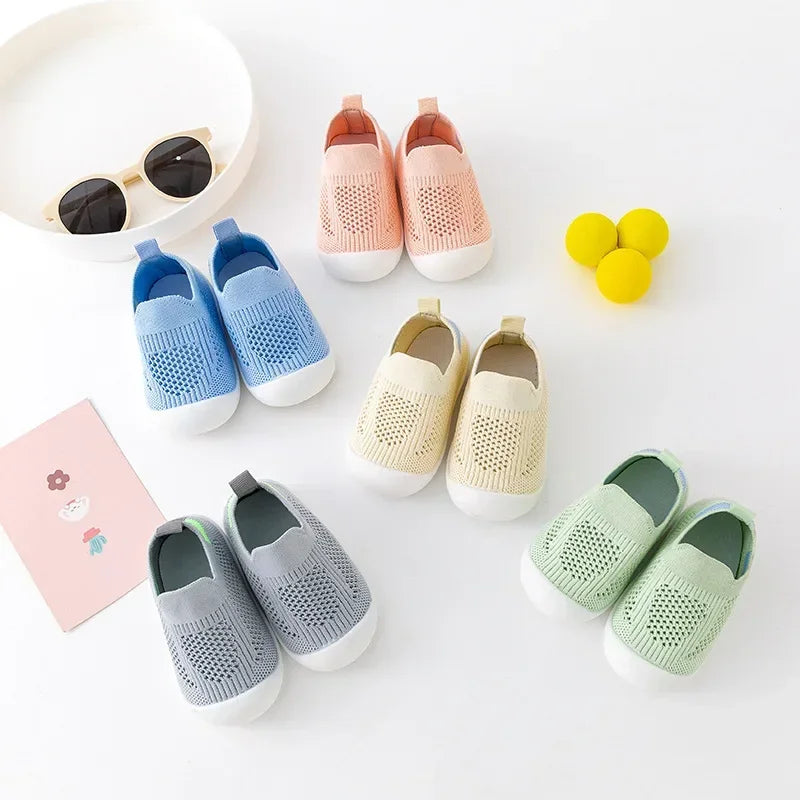 Toddler Breathable Knitted Slip-On Sneakers – Soft Non-Slip Kids Shoes