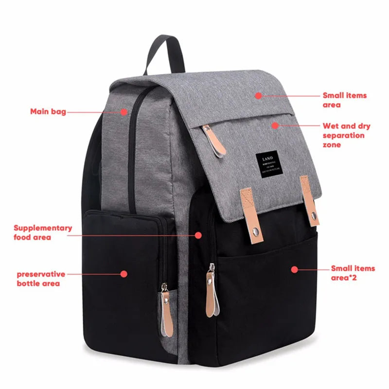 LAND Large Capacity Mommy Diaper Backpack