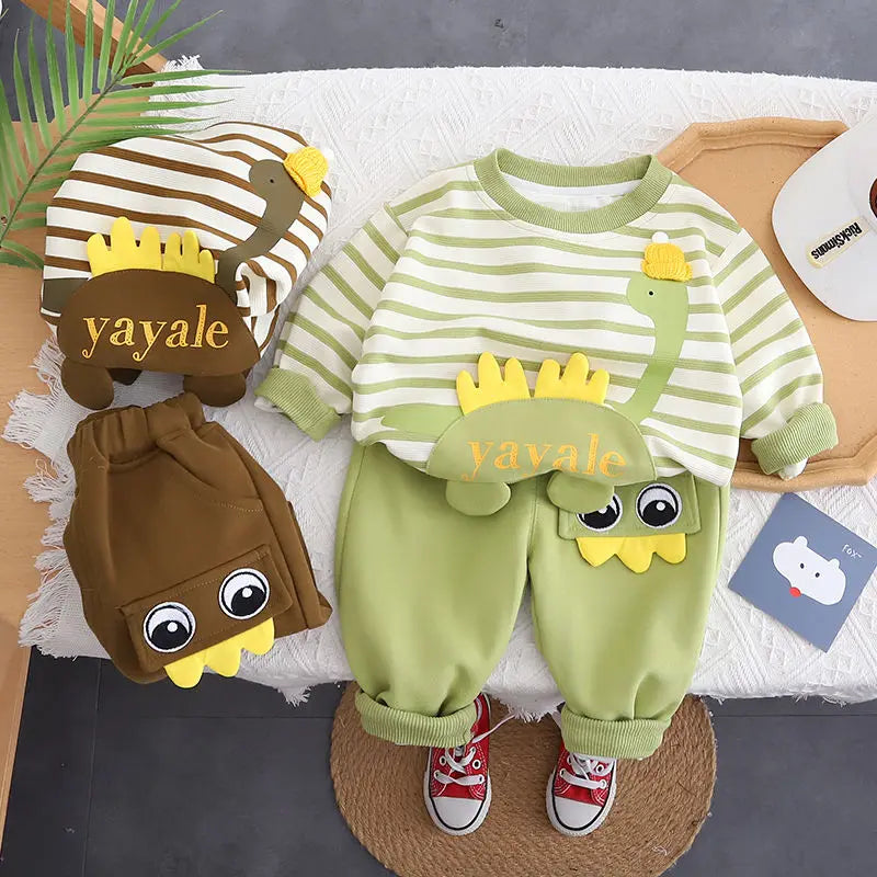 Toddler Boys Dinosaur Tracksuit – Long Sleeve Cartoon Set