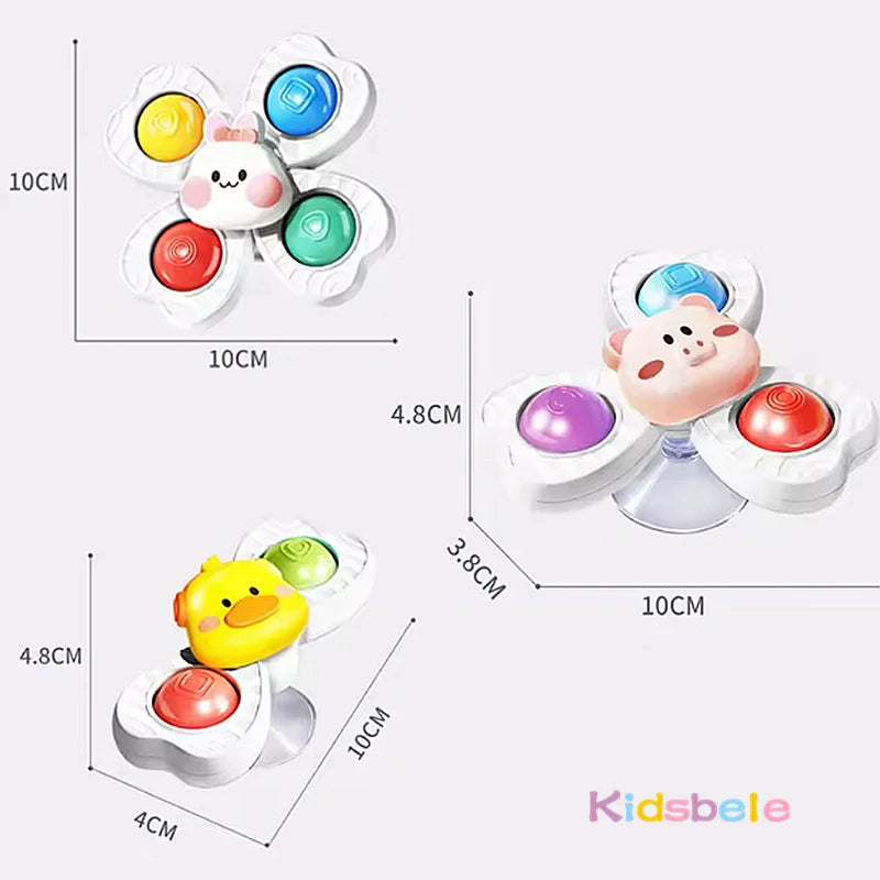 Baby Suction Cup Fidget Spinner Toys – 3 Pack Sensory Stress Relief for Infants