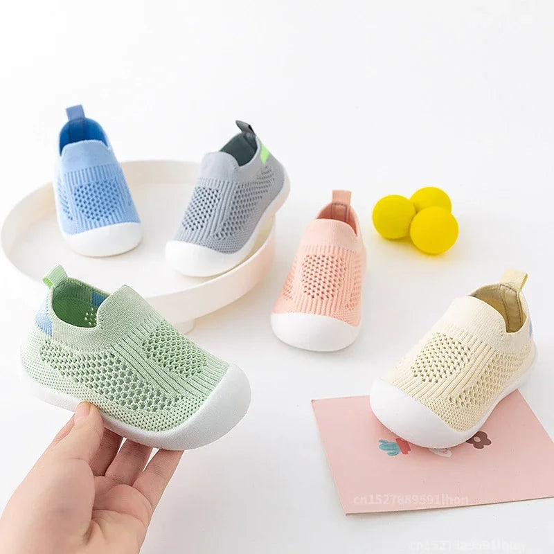 Toddler Breathable Knitted Slip-On Sneakers – Soft Non-Slip Kids Shoes