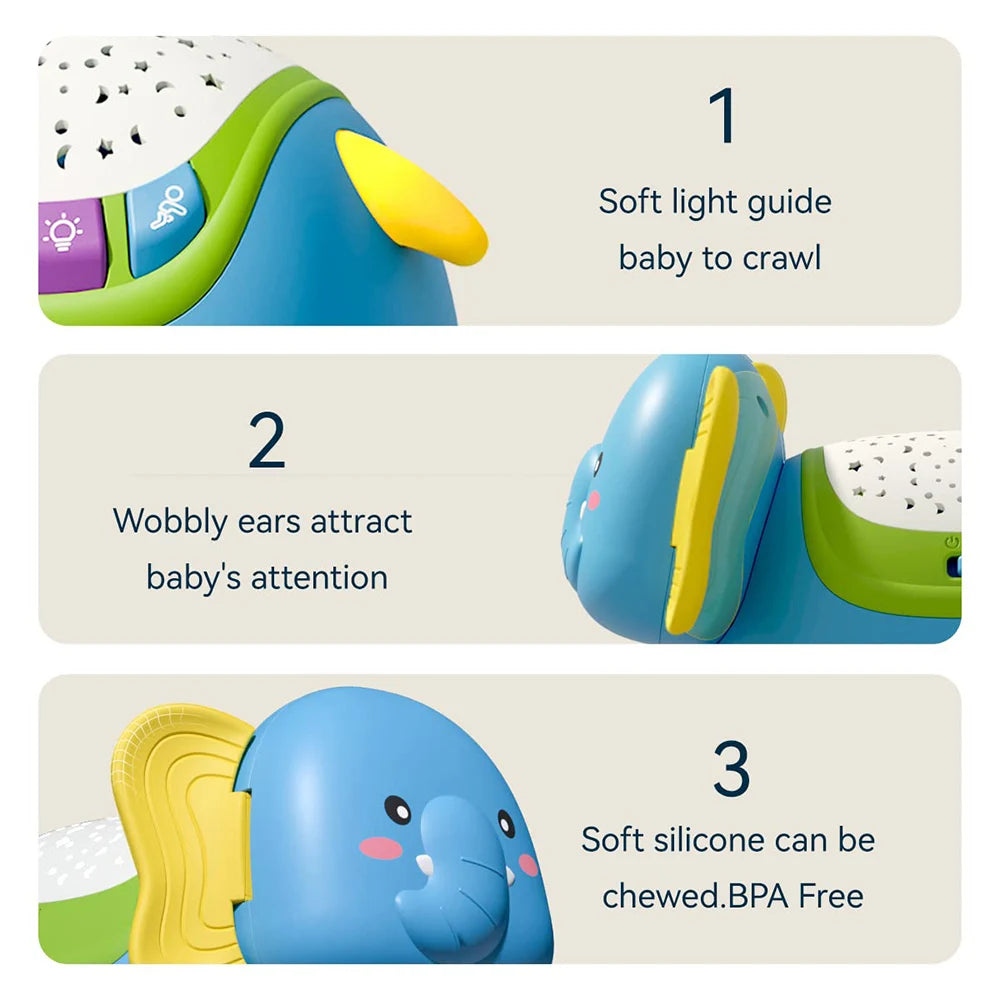 Musical Elephant Crawling Toy – Light-Up Tummy Time Baby Toy