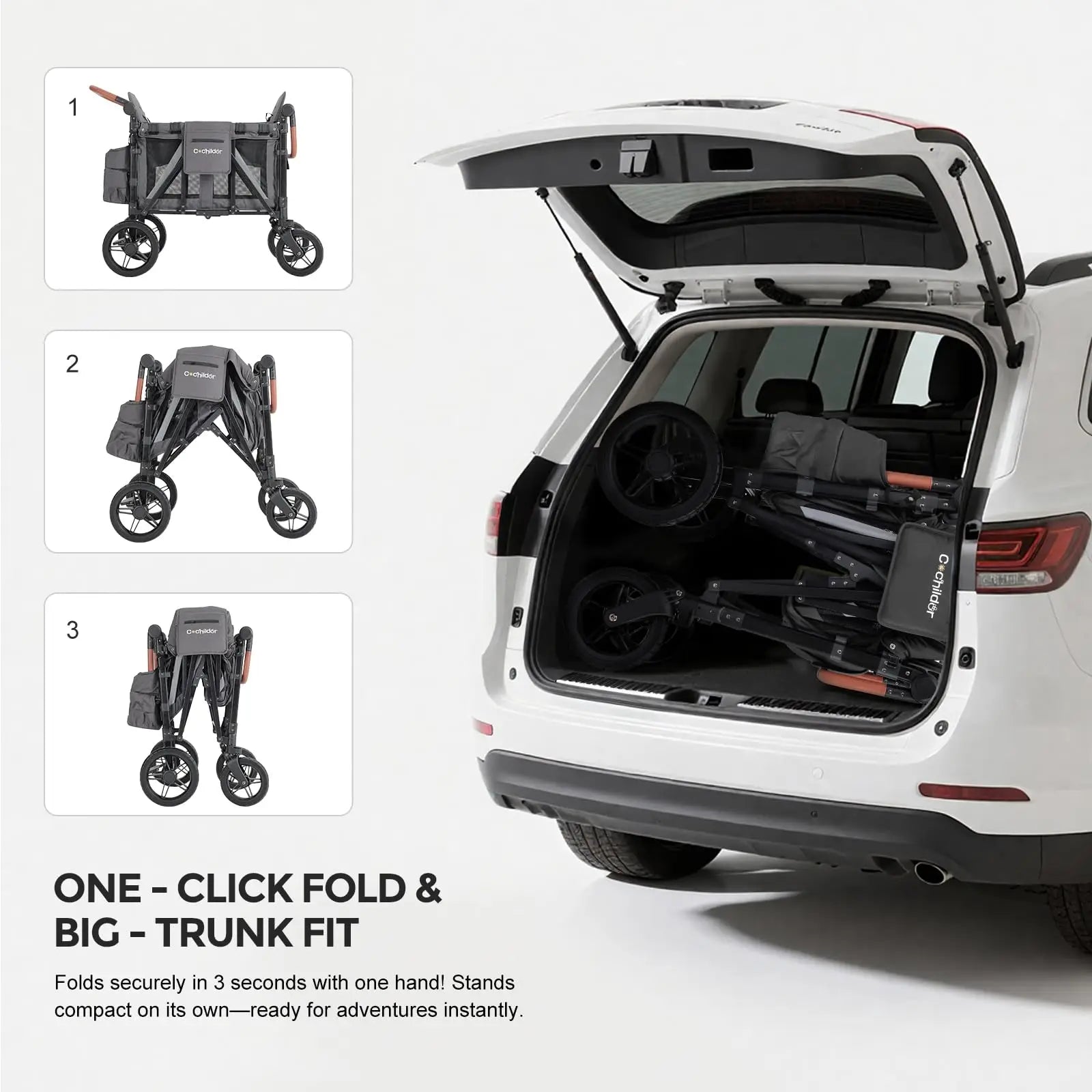 Foldable 2-Seat Baby Stroller with Sunshade and Safety Belt – Outdoor Camping Trolley