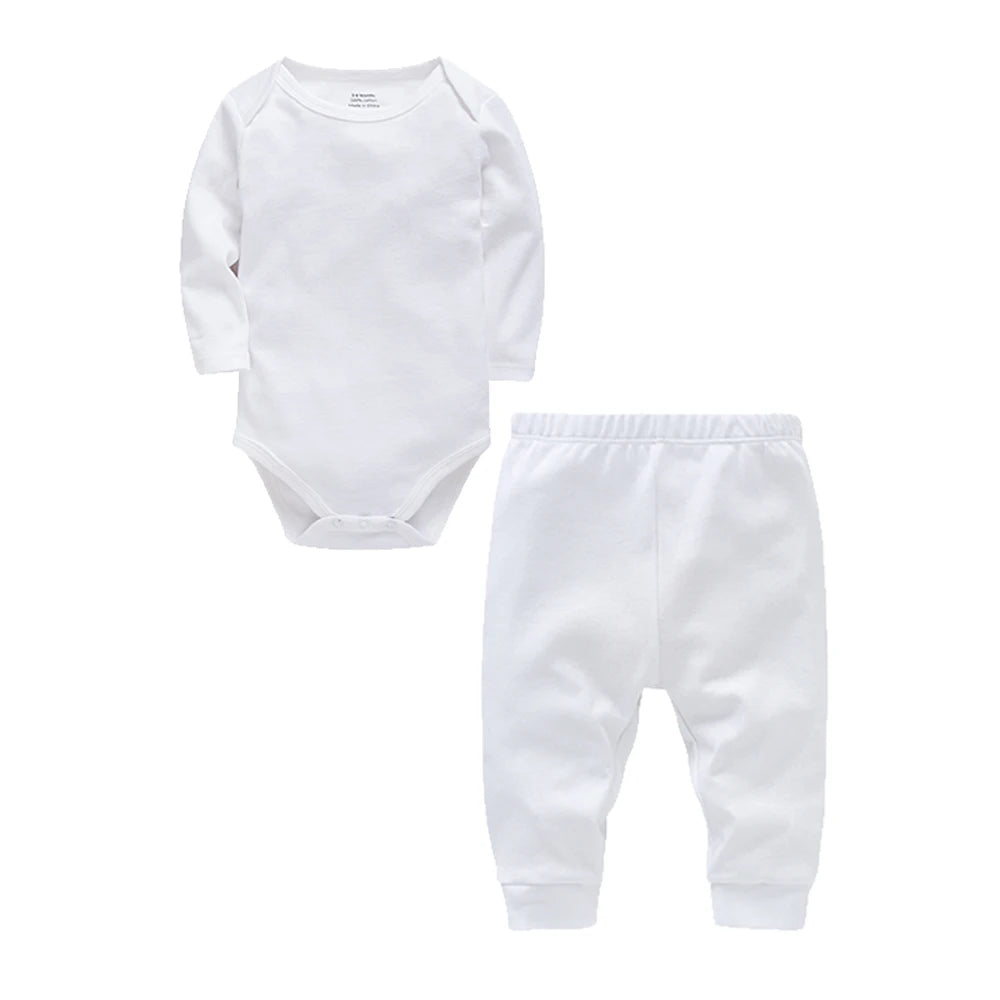 2Pcs Cotton Baby Romper and Pants Set