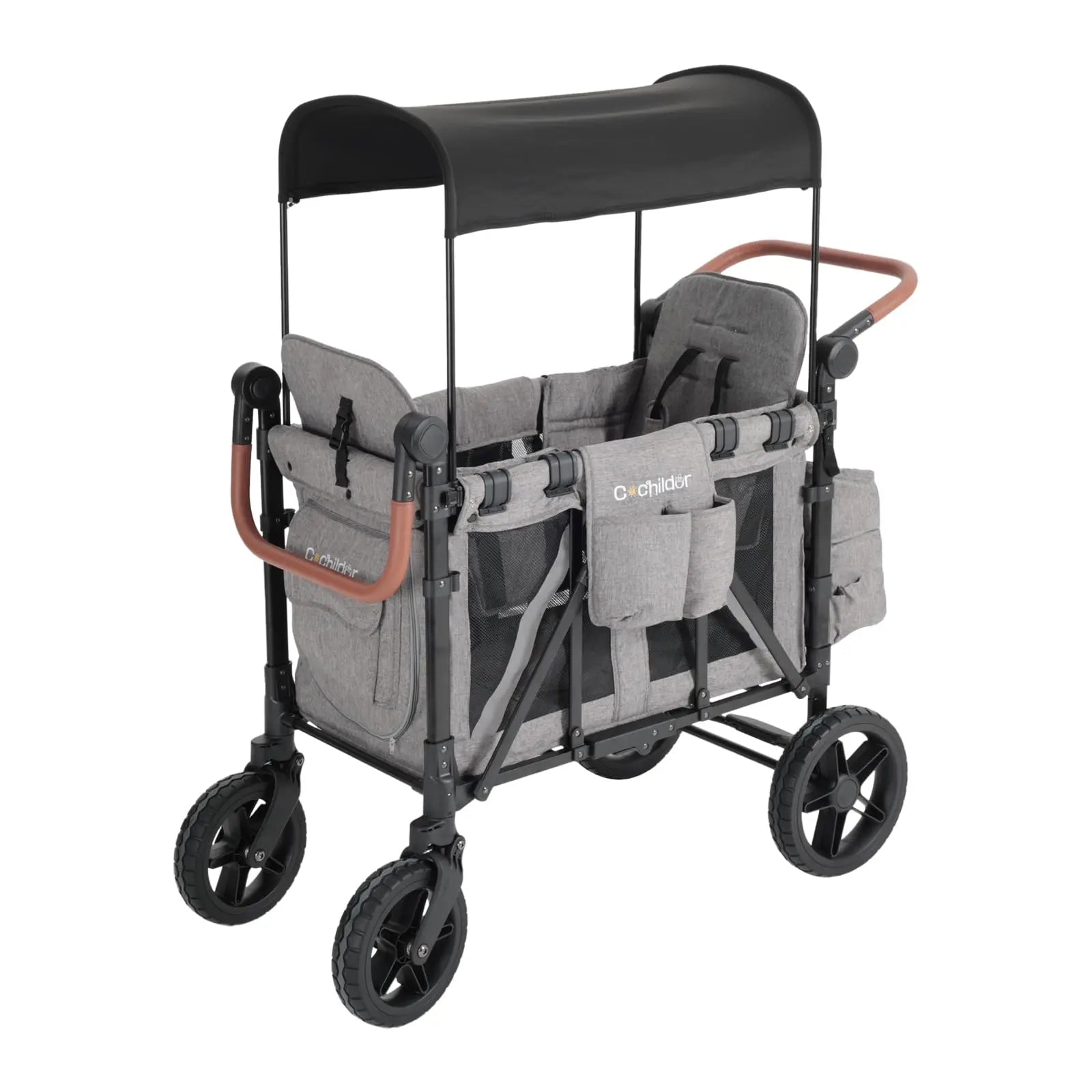Foldable 2-Seat Baby Stroller with Sunshade and Safety Belt – Outdoor Camping Trolley
