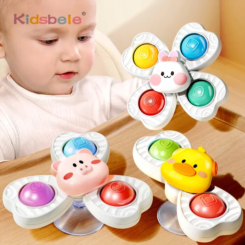 Baby Suction Cup Fidget Spinner Toys – 3 Pack Sensory Stress Relief for Infants