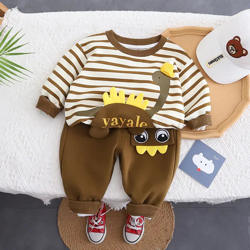 Toddler Boys Dinosaur Tracksuit – Long Sleeve Cartoon Set