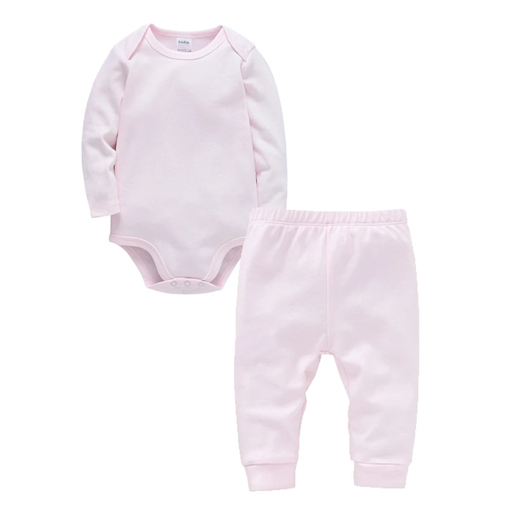 2Pcs Cotton Baby Romper and Pants Set