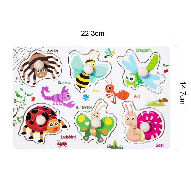 Montessori Wooden 3D Puzzle Boards – Educational Baby Toys