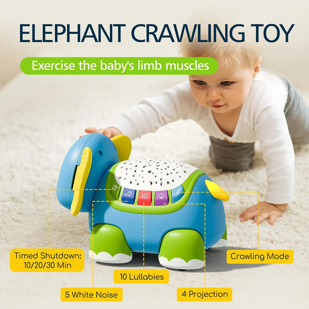 Musical Elephant Crawling Toy – Light-Up Tummy Time Baby Toy