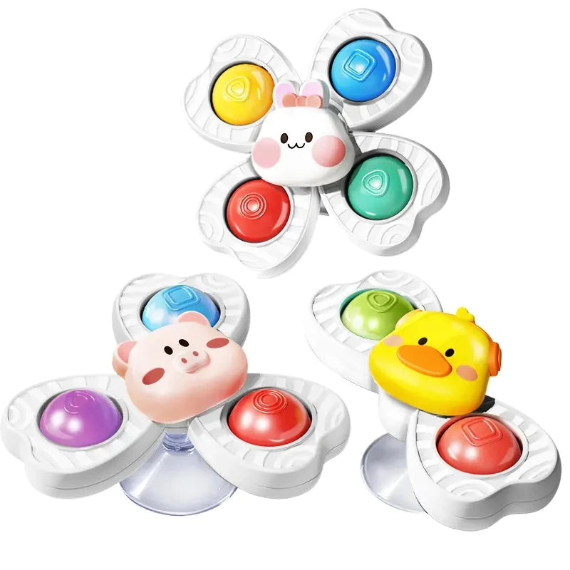 Baby Suction Cup Fidget Spinner Toys – 3 Pack Sensory Stress Relief for Infants