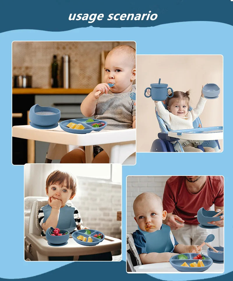 6 PCS Silicone Baby Meal Training Set