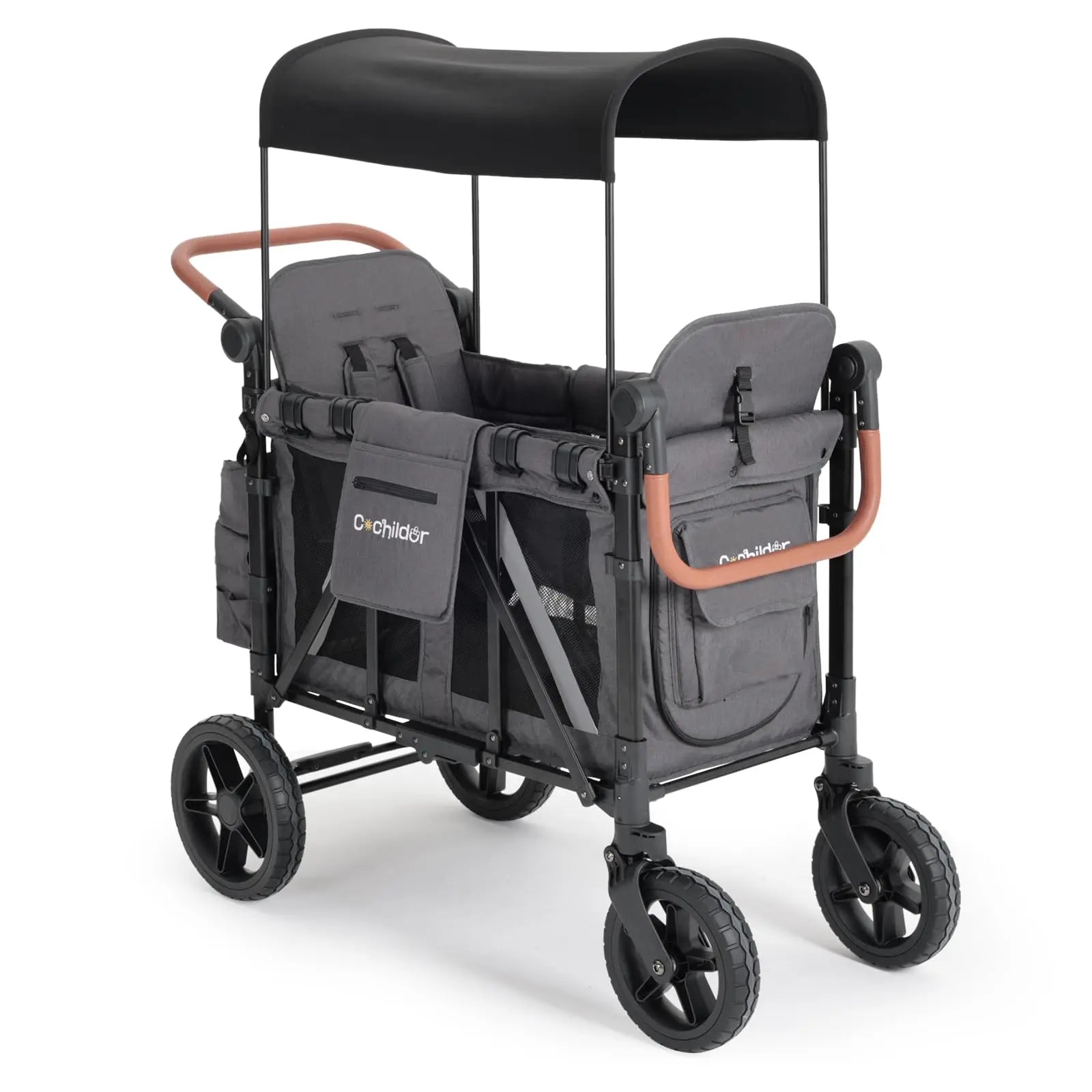 Foldable 2-Seat Baby Stroller with Sunshade and Safety Belt – Outdoor Camping Trolley