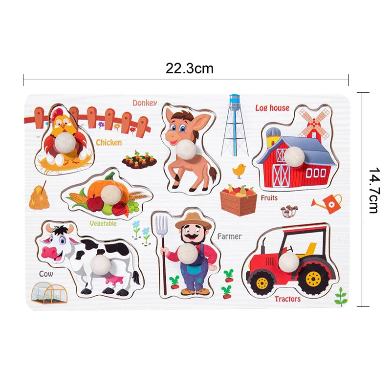 Montessori Wooden 3D Puzzle Boards – Educational Baby Toys