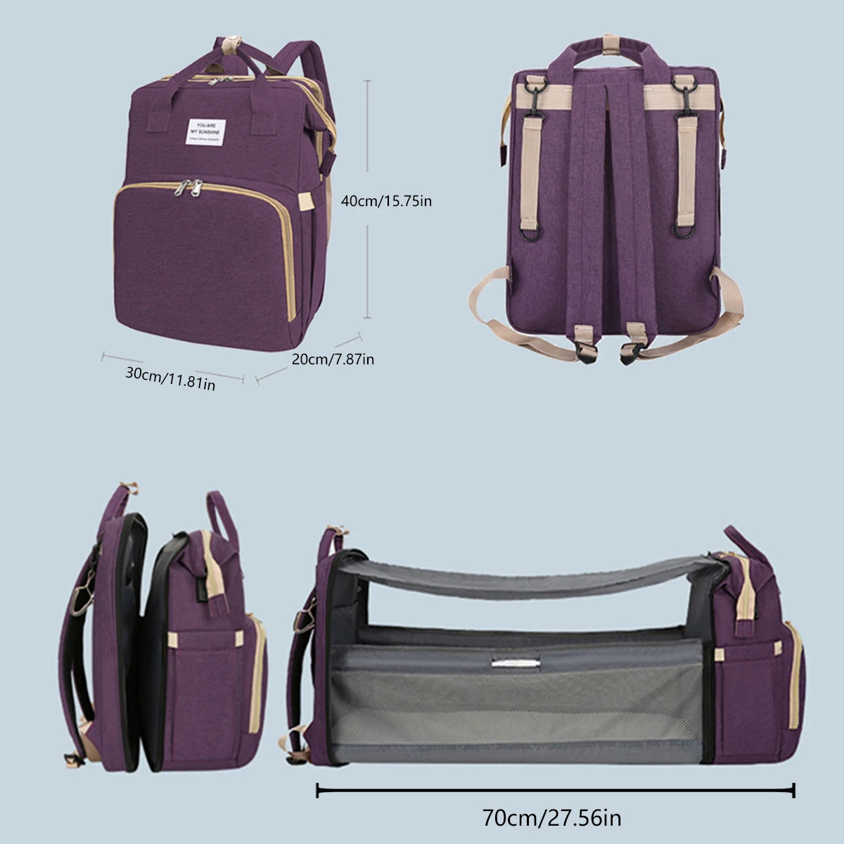 Lightweight Folding Mommy Backpack with Portable Crib