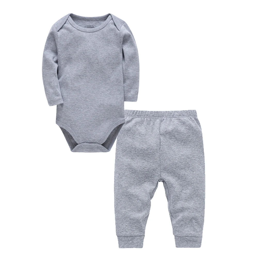 2Pcs Cotton Baby Romper and Pants Set