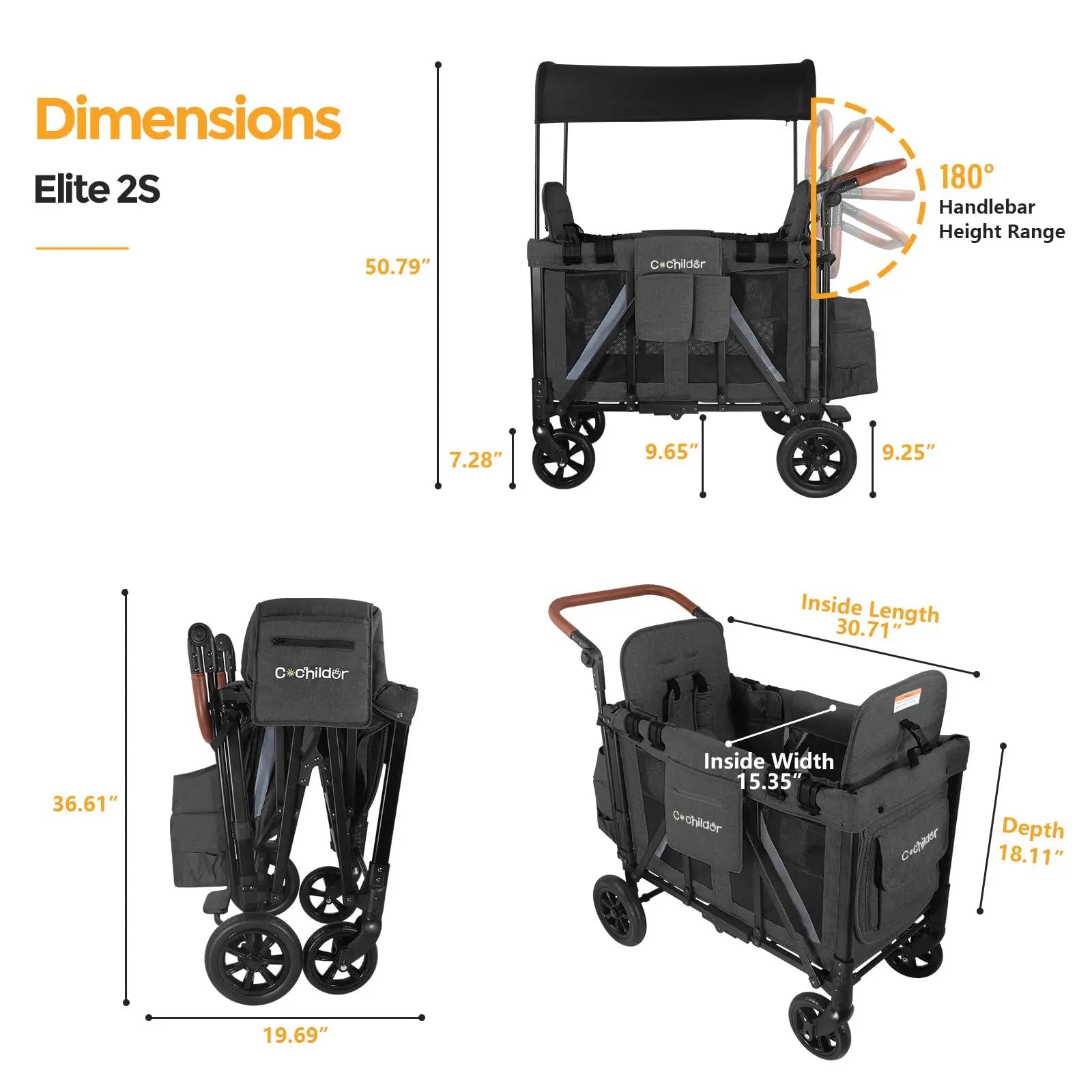 Foldable 2-Seat Baby Stroller with Sunshade and Safety Belt – Outdoor Camping Trolley