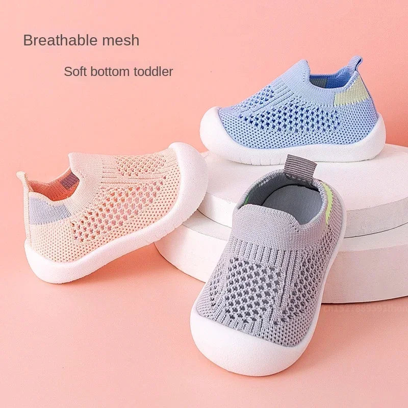 Toddler Breathable Knitted Slip-On Sneakers – Soft Non-Slip Kids Shoes
