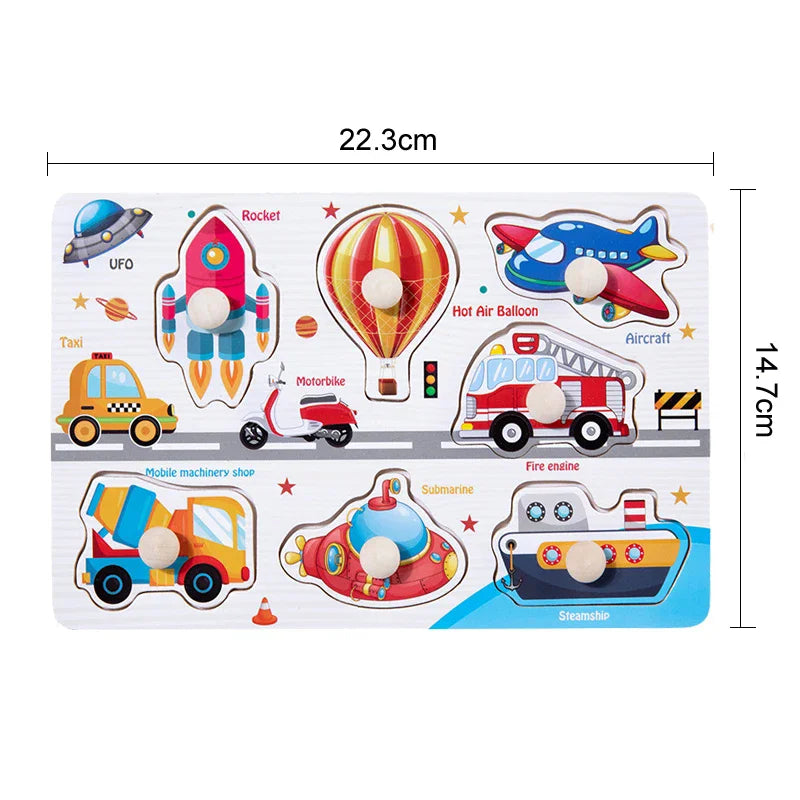 Montessori Wooden 3D Puzzle Boards – Educational Baby Toys
