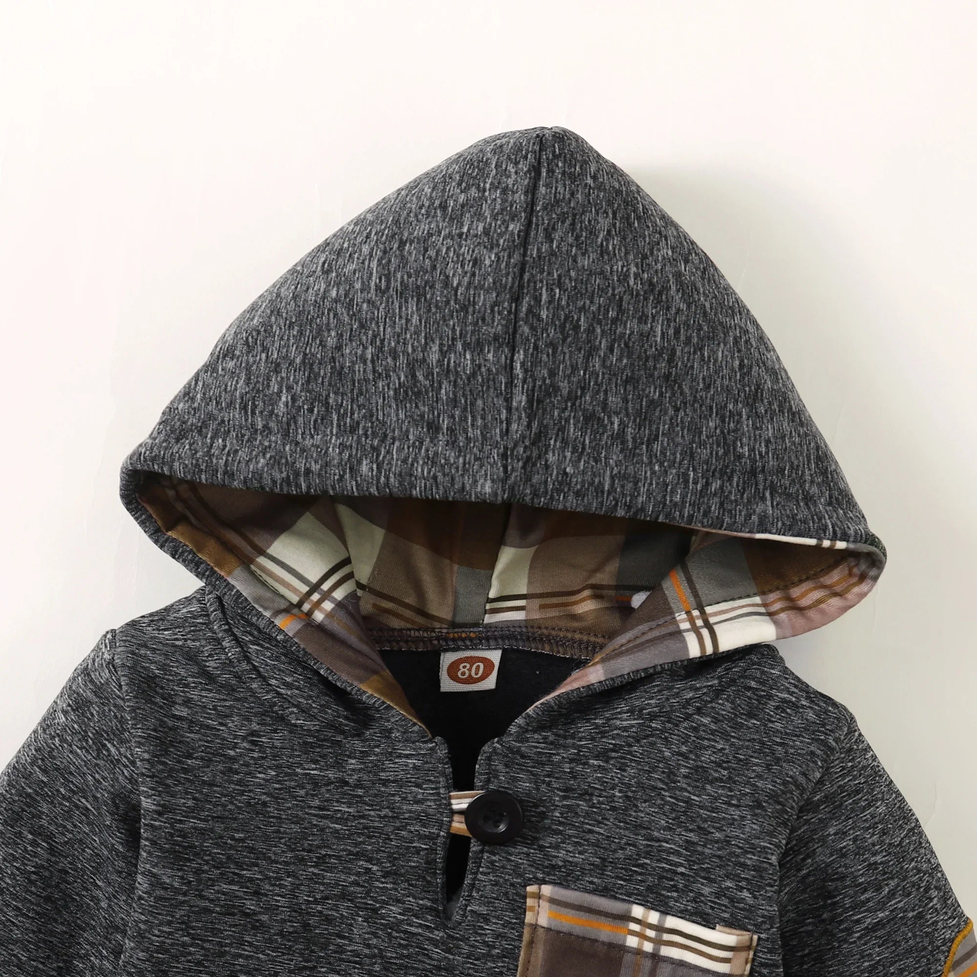 Toddler Boys Winter Plaid Hoodie & Pants Set – 2PCS Outfit