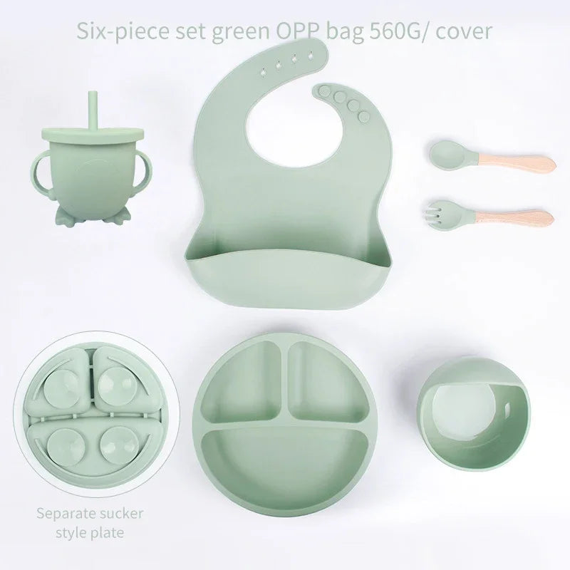 6 PCS Silicone Baby Meal Training Set