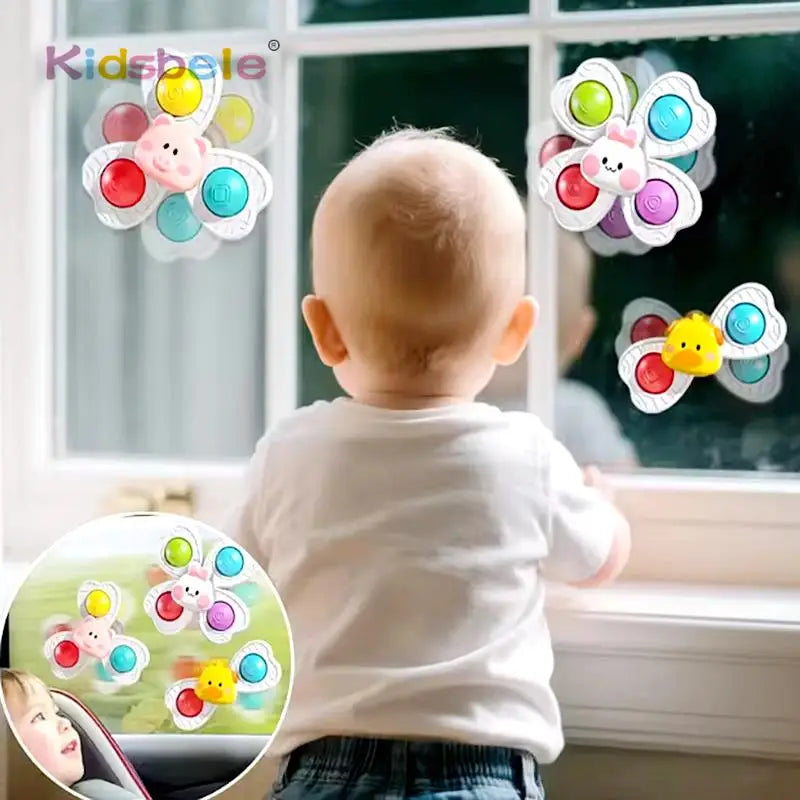 Baby Suction Cup Fidget Spinner Toys – 3 Pack Sensory Stress Relief for Infants