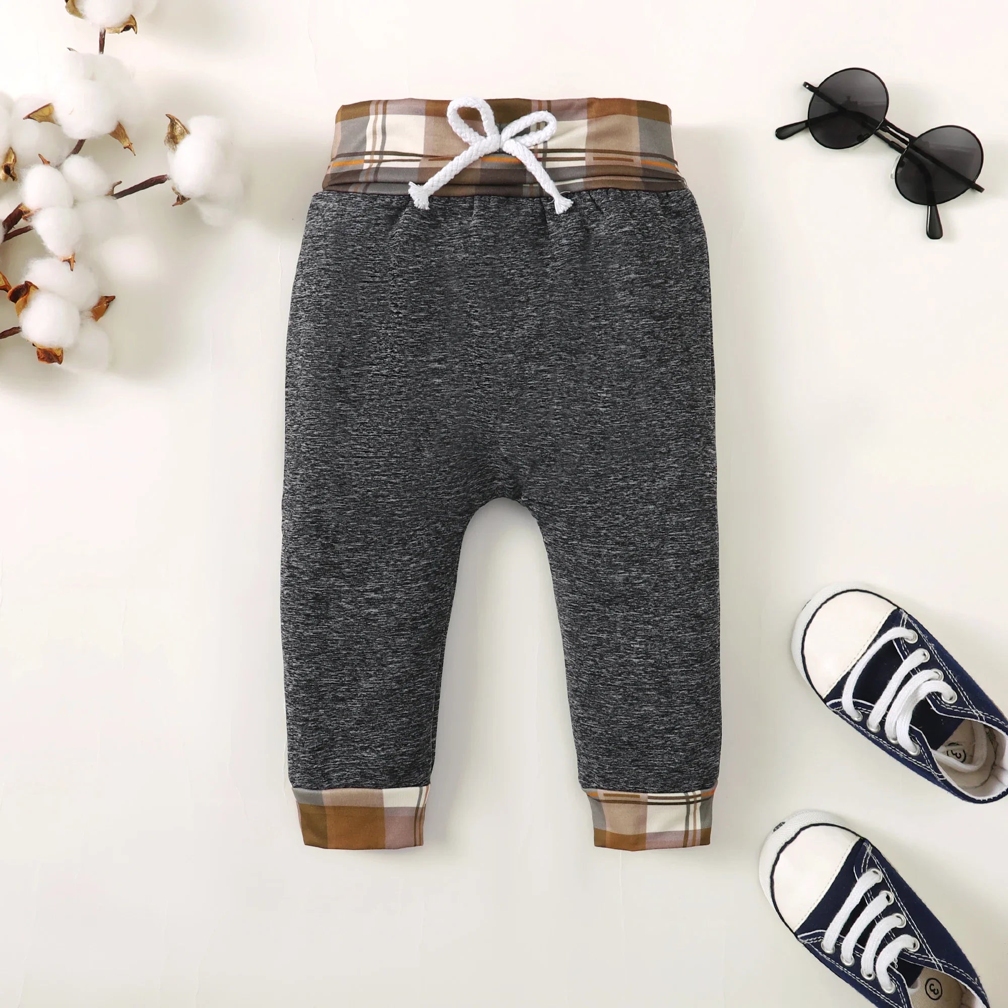 Toddler Boys Winter Plaid Hoodie & Pants Set – 2PCS Outfit