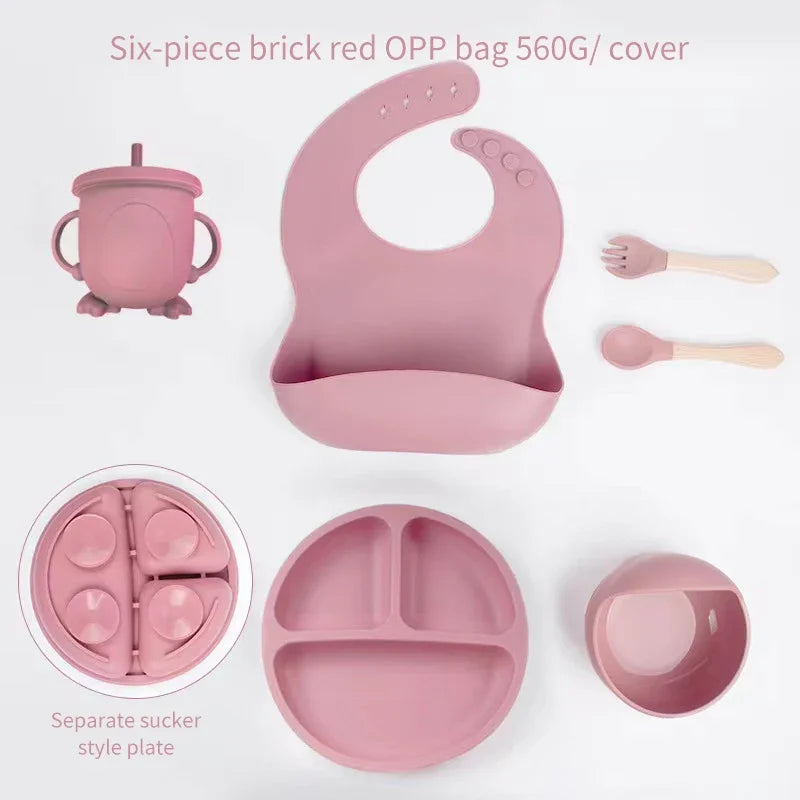 6 PCS Silicone Baby Meal Training Set