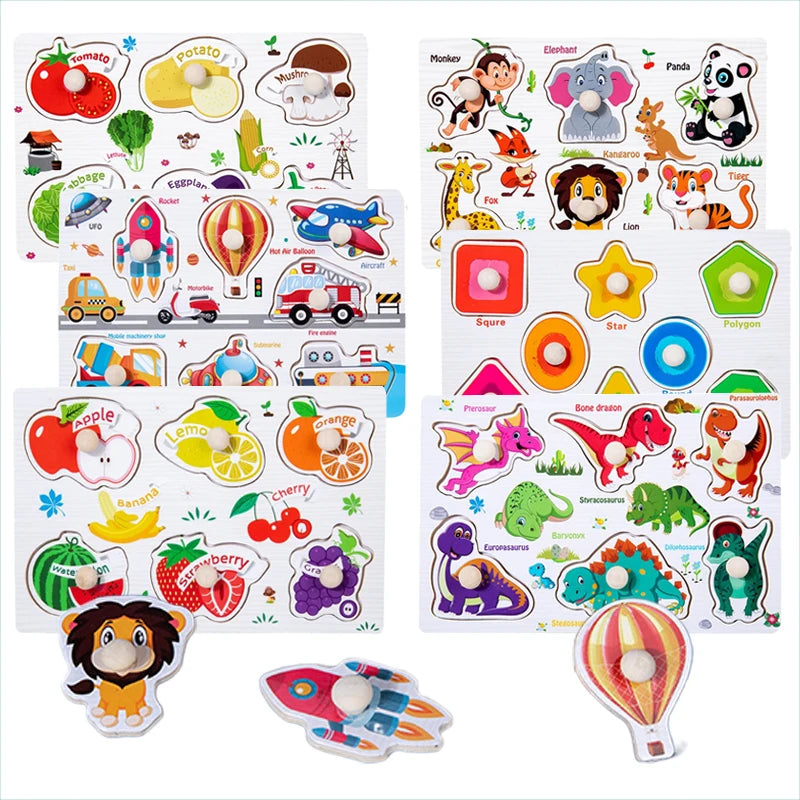 Montessori Wooden 3D Puzzle Boards – Educational Baby Toys