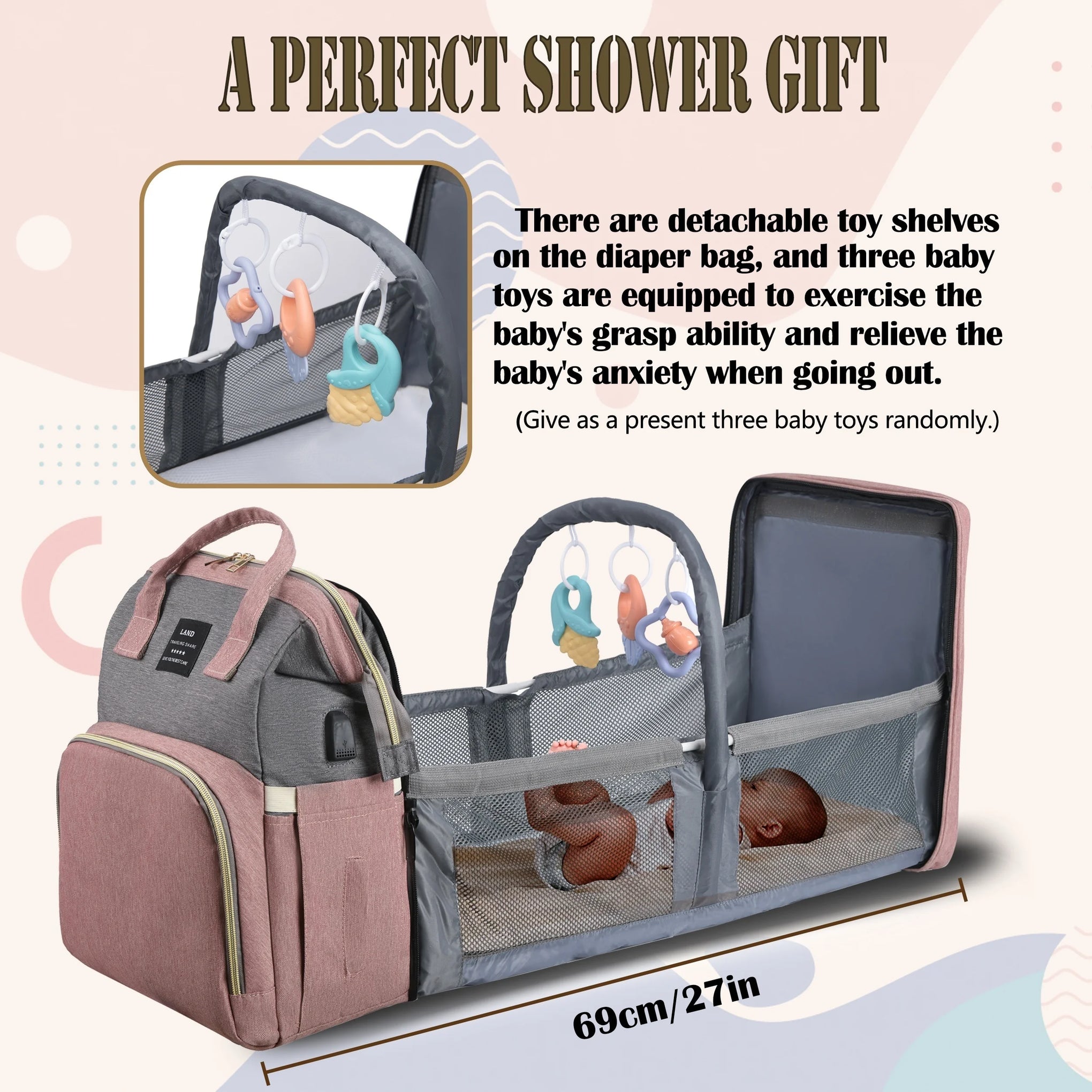Lightweight Portable Mommy Bag with Foldable Crib