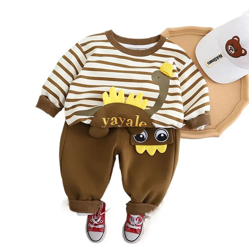 Toddler Boys Dinosaur Tracksuit – Long Sleeve Cartoon Set