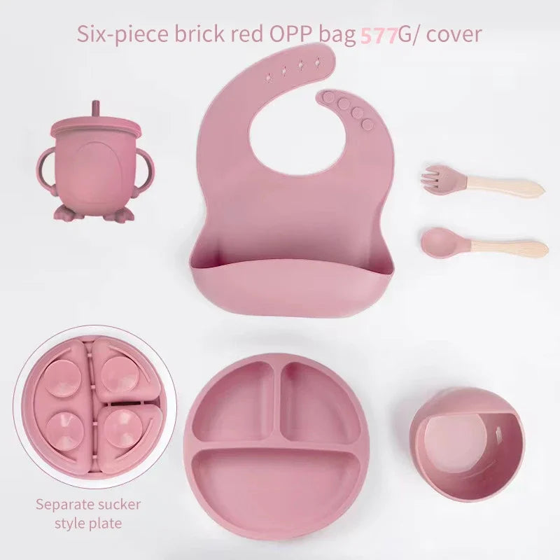6 PCS Silicone Baby Meal Training Set