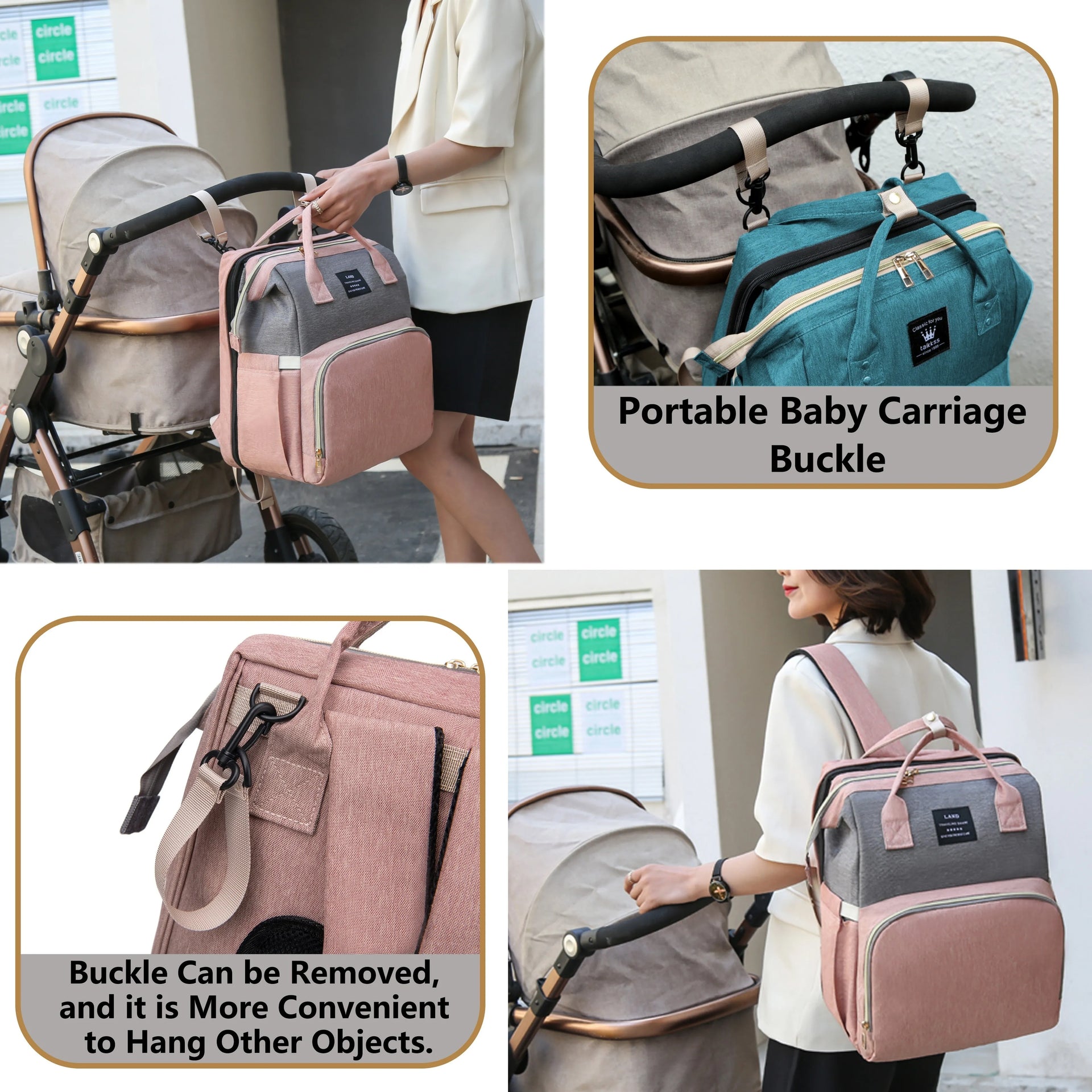 Lightweight Portable Mommy Bag with Foldable Crib
