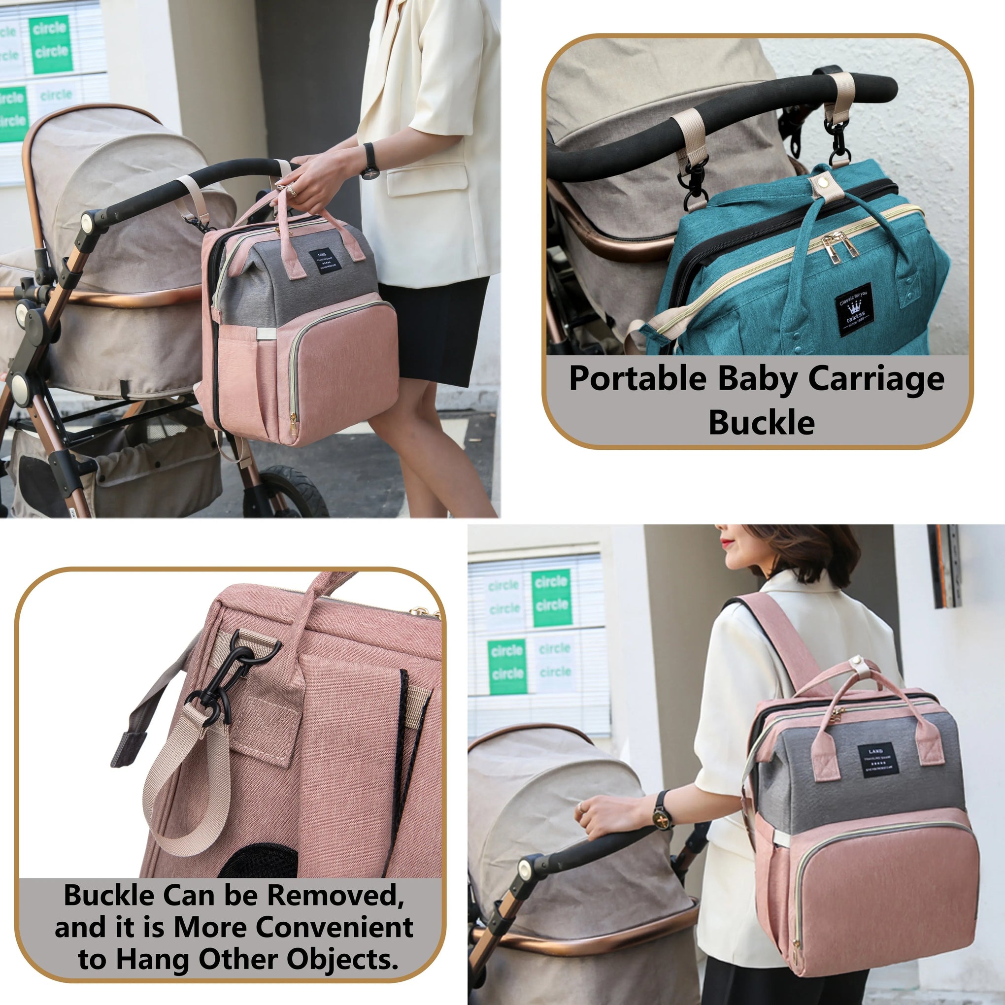 Lightweight Portable Mommy Bag with Foldable Crib