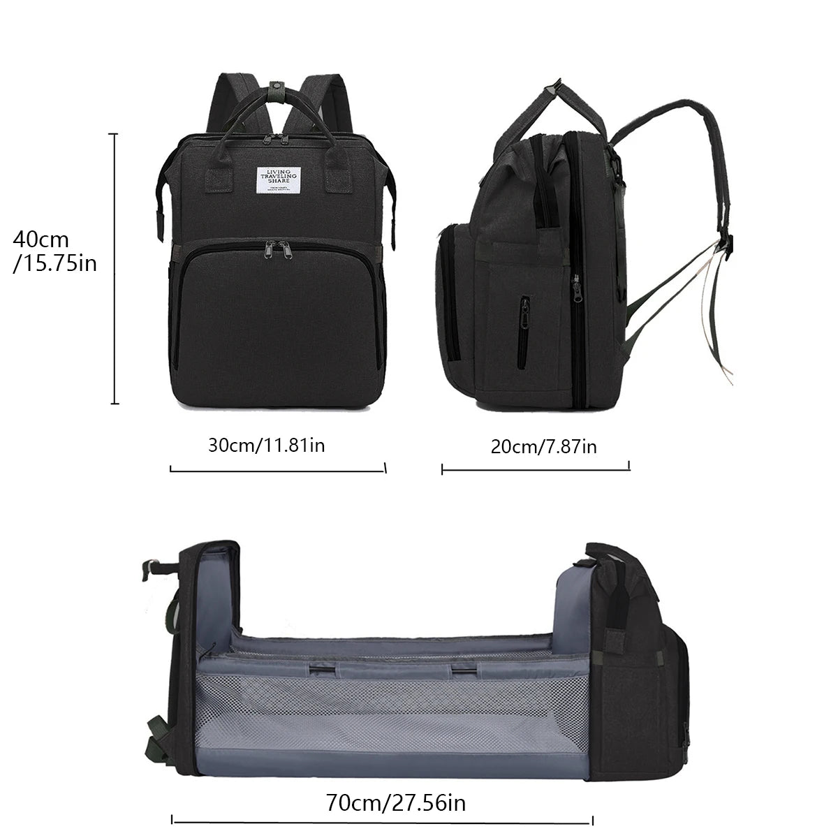 Lightweight Folding Mommy Backpack with Portable Crib