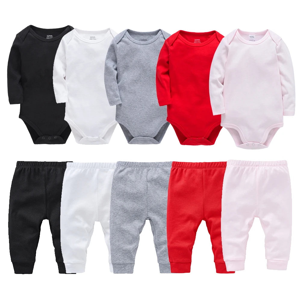 2Pcs Cotton Baby Romper and Pants Set