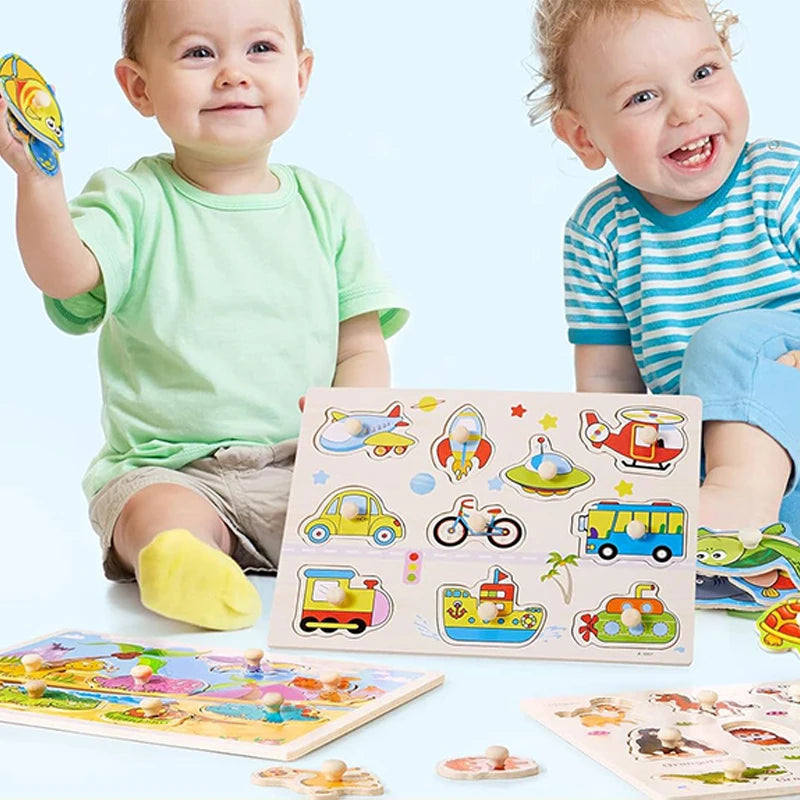 Montessori Wooden 3D Puzzle Boards – Educational Baby Toys